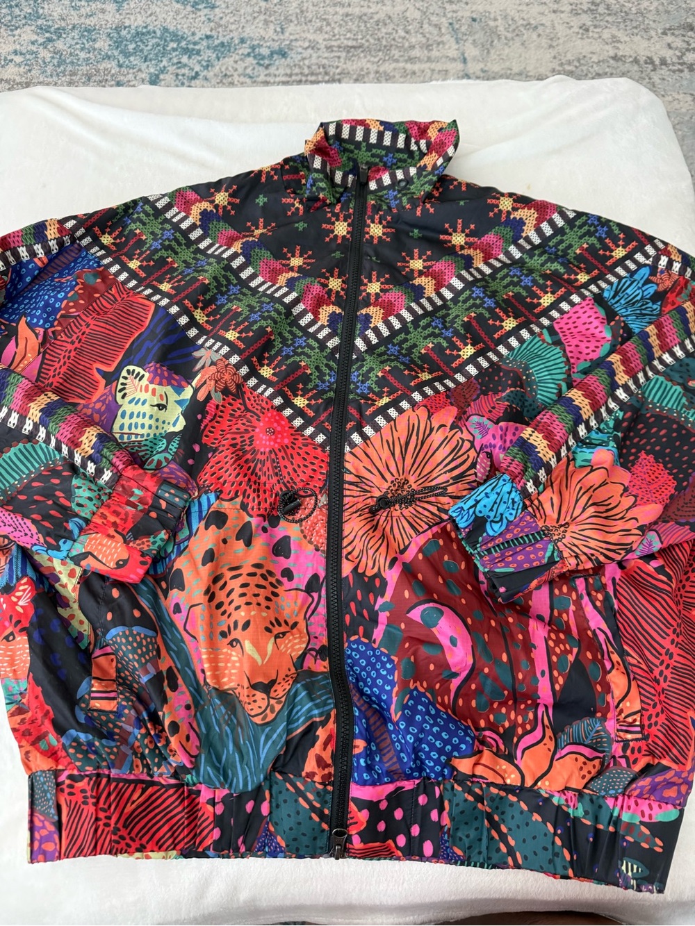 Farm Rio Cool Leopards Windbreaker multicolored tropical florals & leopards D75